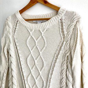 Diane Von Furstenberg Lakota Ivory Sweater, "Irish Fisherman Sweater" Small